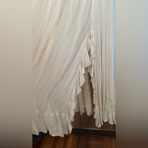 Free People Huxley Maxi Dress Ruffle Cutout Open Back Metallic Stripe Size Small - Picture 12 of 16